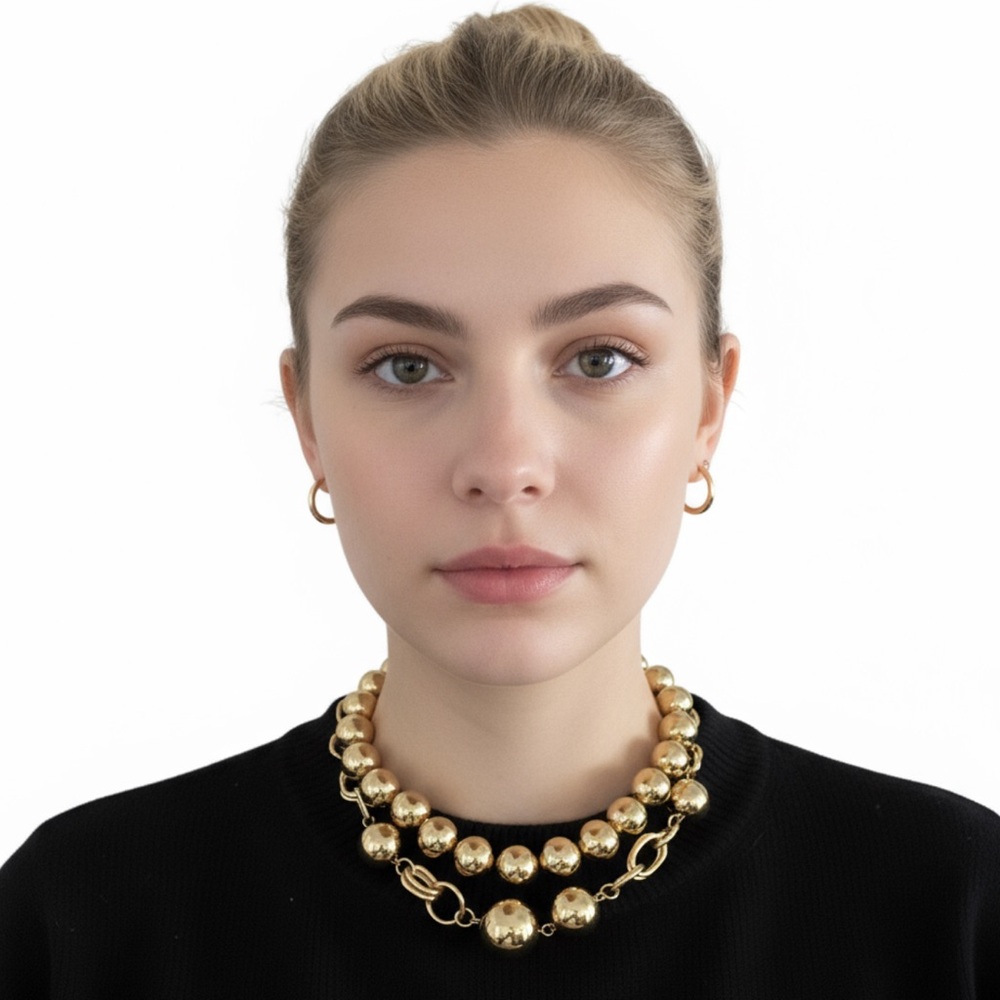 NWT Elegant Gold Beaded Necklace Duo